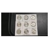 (9) U.S. Silver Franklin Half Dollar Coins (90%