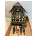 Large German Cuckoo Clock With Weights & Pendulum