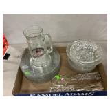 Orioles Mug, Etched Plates, Pressed Glass Bowls,
