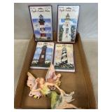 (4) NIP Lighthouse Switchplates, Resin Fairy Wall