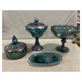 Indiana Glass Carnival Pedestal Compotes, Candy