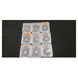 (9) Graded U.S. Pennies