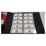 (10) U.S. One Dollar Bills