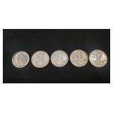 (6) U.S. Silver Walking Liberty Half Dollar Coins
