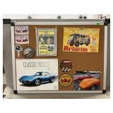 Bulletin Board With Assorted Car Memorabilia,