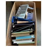 Box Lot w/Books, Binders, Fridge Bottle & More