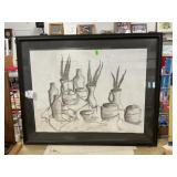 Signed Graphite Still Life Drawing