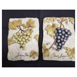 (2) Vintage Grape Wine Wall Plaques By Artist