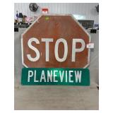 Stop Sign, Planeview Street Sign