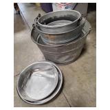 (5) Assorted Galvanized, Metal Buckets & More