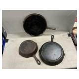(2) Cast Iron Skillets & Griddle