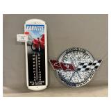 Corvette Porcelain Sign, Thermometer