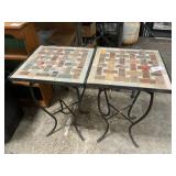Pair Of Tile-Topped Patio Tables