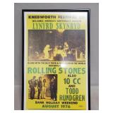 (1) Framed "Lynyrd Skynryd" & Rolling Stones"