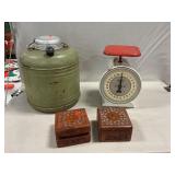 Vintage Metal Thermal Jug, Hanson Scale, Wooden