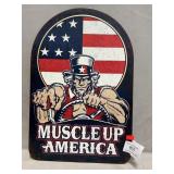 Metal Embossed ï¿½Muscle Up Americaï¿½ Sign