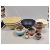 Tray Of Assorted Stoneware, Pottery Pieces & More
