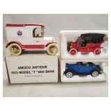 (1) Collector Diecast Bank & (2) Collector Cars