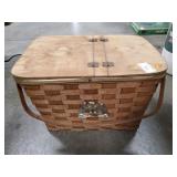 Wicker Picnic Basket w/ Assorted Plastic Dishware