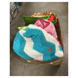 Box Lot With Afghans, Pillows