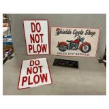 Cycle Shop, Do Not Plow, Beware Of The Dog Signs