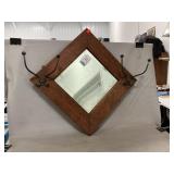 Vintage Beveled Mirror With Coathooks
