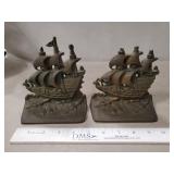 Set Of (2) Vintage Cast Iron English Galleon