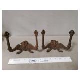 (2) Antique Victorian Cast Iron Double Coat & Hat