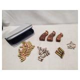 (3) Wooden Pistol Graps & (52) Assorted Rounds Of