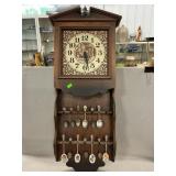 Spoon Holder Clock With Assorted Collector Spoons