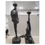 (2) Vintage Art Deco Style Figural Table Lamps