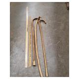 (3) Wooden Walking Canes, (1) Yardstick & (1) 4