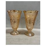 Jeanette Iris Carnival Glass Vases
