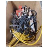 Box Lot Of Assorted Tools Including Work Light,