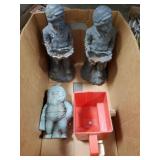 (3) Assorted Garden Figures Including A Gnome & A