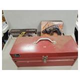 Metal Tool Box w/ Assorted Tools, Skil Cordless