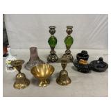 Bone China Lighter & Ashtrays, Brass Bowl &