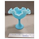 (1) Vintage Fenton Blue Satin Glass Pedestal