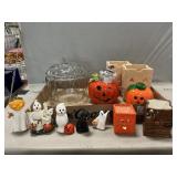 Lidded Glass Pumpkin, Halloween Votive Holders &