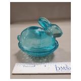 (1) Vintage Bunny On A Nest Covered Candy Dish