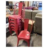 (6) Red Metal Chairs