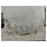Lead Crystal Bowl, Mikasa Flair Vase, Pressed