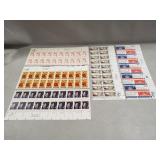 (5) Partial Sheets Of U.S. Postal Service Stamps