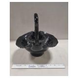 (1) Vintage Fostoria Ebony Glass Basket