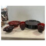 Lot Of Ruby Red Glassware