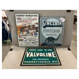 Retro Metal Sinclair & Valvoline Signs, Framed