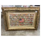Gilt-Framed International Tobacvo Flag Collage