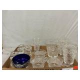 Pressed Glass Drinkware, Candleholders, Cobalt