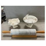 Marble Rolling Pin, Bird Bath Souvenir