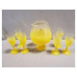 (1) Vintage Yellow Frosted "Blendo" Glass
